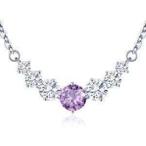 Women's Moissanite Pendant Sterling Silver Gold Plating Purple Necklace